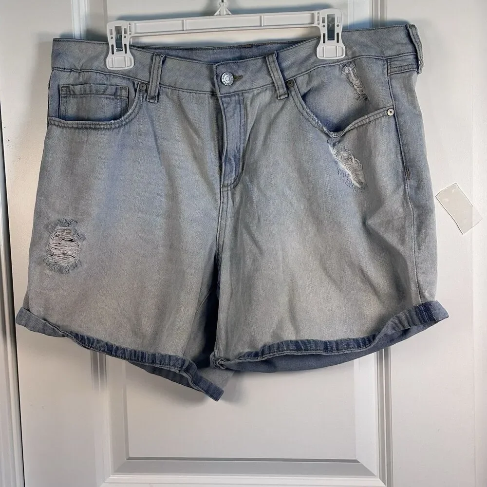 Sound Style Denim Shorts Womens 16 Vintage Reunion Distressed Jean  Cotton Y2K